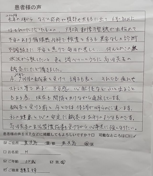 アンケート用紙